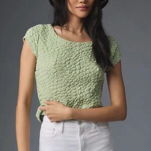 Anthropologie Maeve Socialite Popcorn Small Light Green Shirt